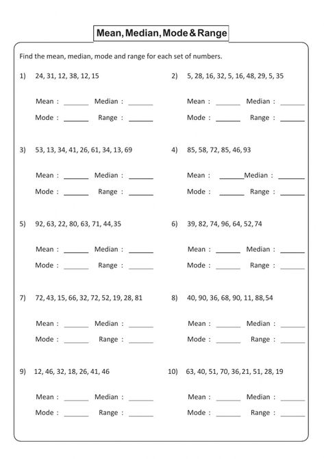 Mean Median Mode Range Notes, Mean Median Mode Worksheet, Mean Mode Median Range Worksheets, Mean Median Mode And Range Activities, Mean Mode Median Range, Mean Median Mode Range, Grade 6 Math Worksheets, Mean Median Mode, Mean Median And Mode