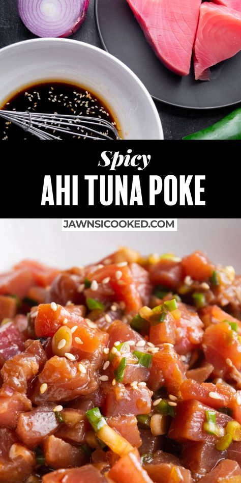 Ahi Marinade, Ahi Tuna Bowl Recipe, Tuna Ahi Recipes, Ahi Tuna Meal Prep, Poke Marinade, Ahi Tuna Recipe Easy, Ahi Tuna Sashimi Recipe, Seared Ahi Tuna Bowl, Fresh Tuna Recipes Healthy