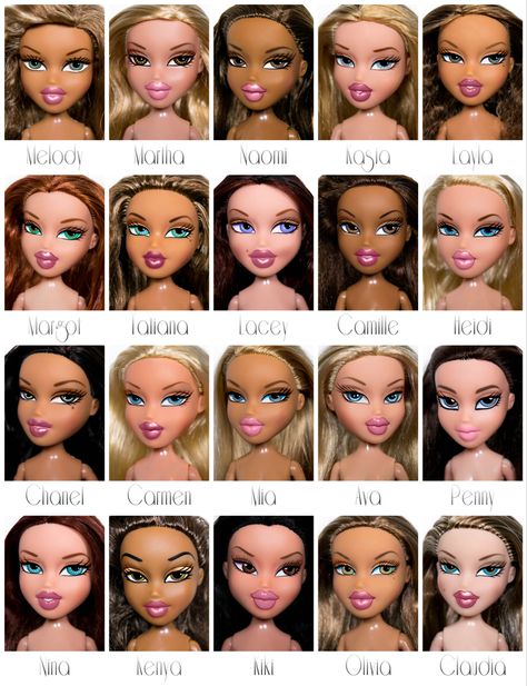 Bratz Dolls Names, Bratz Doll Face, Bratz Names, Bratz Characters, Doll Halloween Costume, Brat Doll, Tattoo Templates, Face Mold, Casting Call