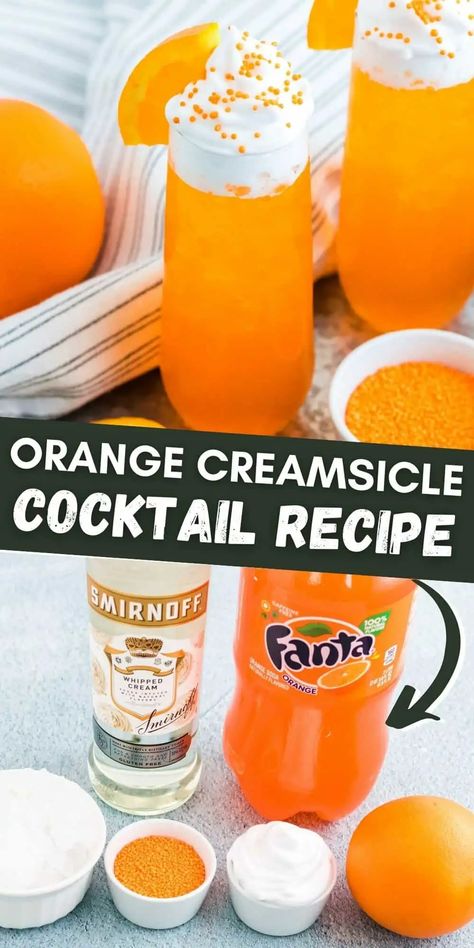 Orange Creamsicle Cocktail, Creamsicle Cocktail, Creamsicle Drink, Fun Drinks Alcohol, Alcholic Drinks, Summer Drinks Alcohol, Cocktail Drinks Alcoholic, Orange Drinks, Mixed Drinks Alcohol