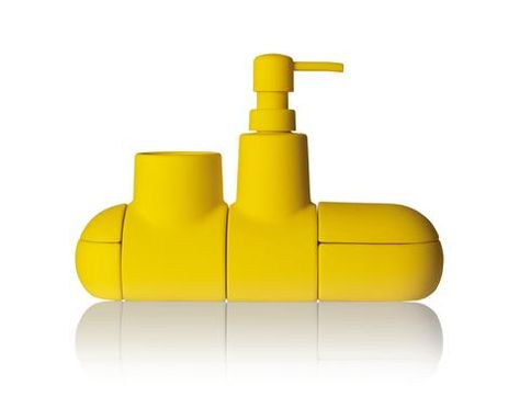 Submarino Porcelain Bathroom Accessory Set in Yellow design by Seletti Yellow Bathroom Walls, Yellow Bathroom Accessories, Pink And Black Bathroom, Bathroom Caddy, Modern Bathroom Accessories, Bad Accessoires, Yellow Bathroom, Yellow Accessories, Yellow Bathrooms