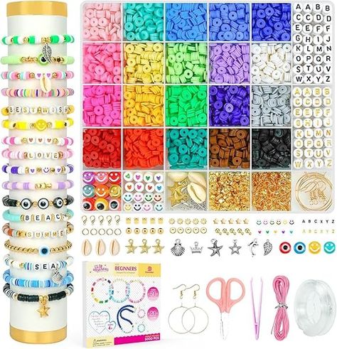 Amazon.com: Dowsabel Clay Beads Bracelet Making Kit for Beginner, 5000 Pcs Preppy Polymer Clay Beads with Charms Kit for Jewelry Making, DIY Arts and Crafts Birthday Gifts Toys for Kids Age 6-13 Bracelets Kit, Clay Beads Bracelet, Crafts Birthday, Bracelet Making Kit, Best Amazon Finds, Make Bracelets, Art & Craft Kit, Jewelry Making Kits, Bracelet Kits