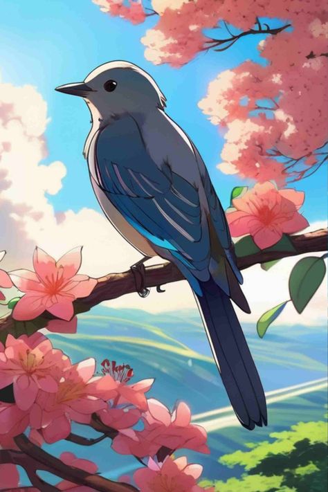 Digital Bird Art, Bird Poses Reference, Bird Fanart, Anime Bird, Forest Drawing, Mythical Birds, Watercolor Birds, Dnd Ideas, Twitch Overlay