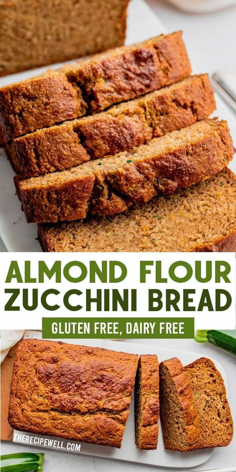 Almond Flour Zucchini Bread, Gluten Free Zucchini Bread, Zucchini Bread Healthy, Summer Zucchini, Zucchini Bread Recipe, Pain Sans Gluten, Baking With Almond Flour, Homemade Snickers, Healthy Sweet Snacks