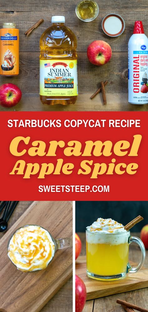 Apple Cinnamon Starbucks Drink, Starbucks Apple Cider Recipe, Caramel Apple Spice Starbucks Recipe, Apple Cider Recipe With Apple Juice, Apple Shake Recipe, Crockpot Caramel Apple, Starbucks Apple Cider, Crockpot Caramel, Starbucks Caramel Apple Spice