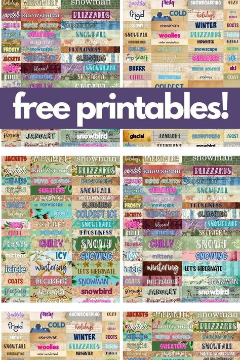 Printable Words For Journaling, Scrapbooking Free Printables, Free Printables For Journals, Scrapbook Words Printables, Words For Junk Journals, Free Printable Scrapbook Embellishments, Junk Journal Words Free Printable, Journal Words Free Printable, Free Printable Journal Cards