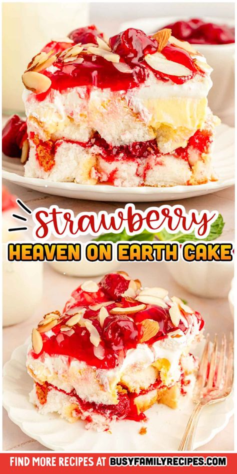 Strawberry Trifle Angel Food Cake Pudding, Strawberry Heaven On Earth Cake Recipe, Strawberry Heaven Dessert, Strawberry Cake Trifle, What Can I Make With Strawberry Pie Filling, A Slice Of Heaven Cake Recipe, Strawberry Heaven On Earth Cake, Strawberry Custard Cake, Strawberry Heaven