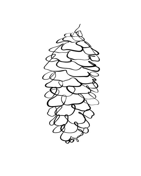 Pine Cone Tattoo Simple, Pine Cone Sketch, Pine Tree Line Art, Pine Cone Logo, Fall Line Art, Pine Cone Tattoo, Pinecone Tattoo, Pine Cone Drawing, Cone Tattoo