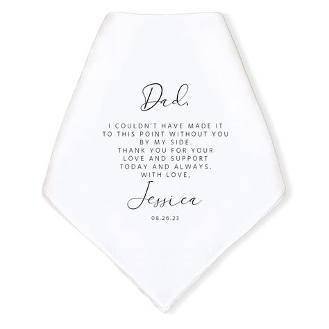 Gift For Father Of The Bride, Personalized Handkerchief Wedding, Message Mom, Wedding Hankies, Wedding Handkerchief, Wedding Toasts, Father Gift, Gift For Father, Heart Wedding