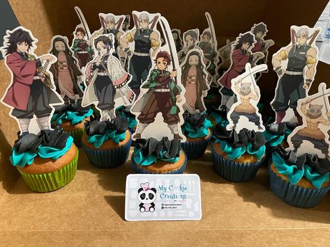 Demon Slayer Cupcakes, Demon Slayer Birthday, Cake Anime, 11th Birthday, Mini Drawings, Cupcake Party, Graduation Cards, Boy Party, 10th Birthday