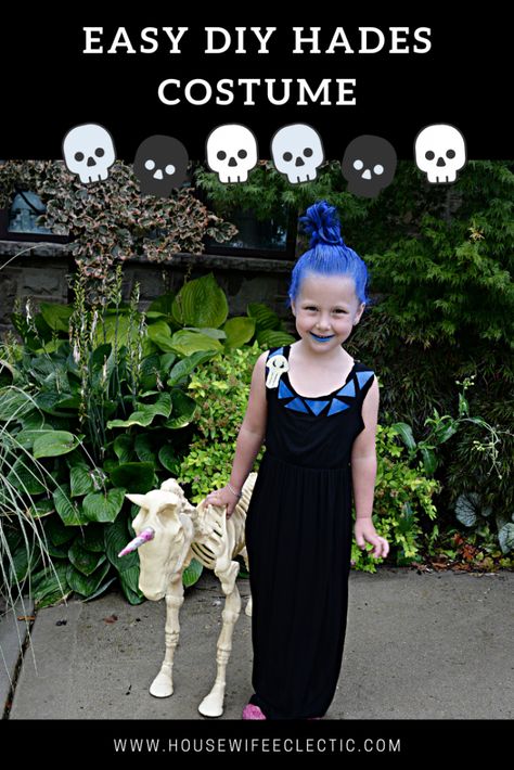 Easy DIY Hades Costume - Housewife Eclectic Diy Hades Costume, Hades Costume, Skeleton Craft, Creepy Halloween Party, Handmade Halloween Costumes, Gender Bend, Skull Candle Holder, Skull Wreath, Halloween Coffin