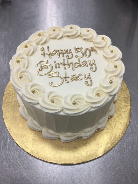 50th Birthday Cake For Women, Birthday Cake For Women Simple, Simple Birthday Cake Designs, Round Birthday Cakes, Golden Birthday Cakes, Sprinkles Birthday Cake, White Birthday Cakes, Birthday Cake Decorating Ideas, Dad Birthday Cakes