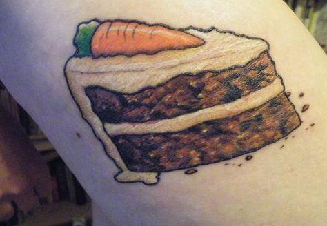 Tiny Cake Tattoo, Carrot Cake Tattoo, Maple Leaf Tattoo, Paw Print Tattoo, Jesus Fish Tattoo, Cute Tattoos, Skull Tattoo, Carrots, Tattoos