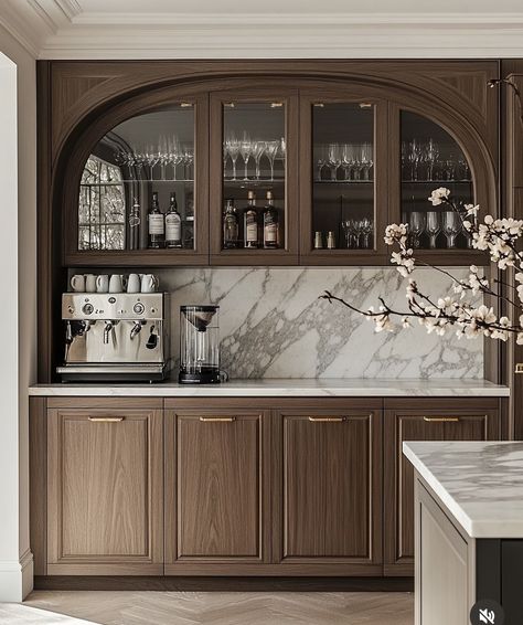 Built In Coffee Bar, Built In Wet Bar, Home Bar Cabinet, Home Bar Rooms, Built In Bar, Home Bar Designs, Home Design Ideas, Kitchen Inspiration Design, Dream House Interior