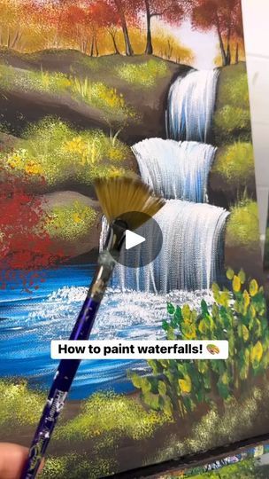 101K views · 1.4K reactions | Here’s an easy waterfall painting technique! A full fall waterfall tutorial will be coming soon but thi #tutorials #art #painting #artist #diy | Ammy Thinker  | Ammy Thinker  · Original audio Paint A Waterfall, Fall Waterfall, Waterfall Painting, Fall Drawings, Waterfall Paintings, Lion Tattoo Design, Fall Canvas, Canvas Drawing, Water Fall