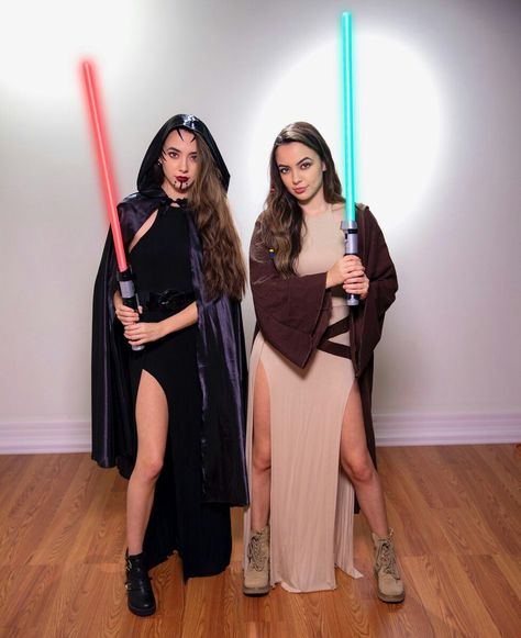 Starwars Diy Costume Women, College Costume Ideas, College Costumes, Jedi Costume, Carnaval Costume, Bff Halloween Costumes, Best Friend Halloween Costumes, Halloween Coustumes, Beautiful Halloween