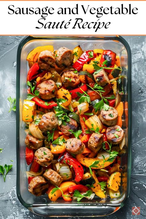 Craving a hearty meal that’s easy to whip up? This One-Pan Sausage and Vegetable Sauté is just what you need! Bursting with flavors from juicy sausage and fresh veggies, this recipe is perfect for busy weeknights. With minimal prep and cleanup, you can enjoy a wholesome, delicious dinner in no time. Plus, it's versatile—customize with your favorite seasonal vegetables for a dish that’s always exciting! #FoodRecipes #OnePanMeals #HealthyDinners Sausage With Veggies Recipes, Italian Sausage And Vegetables Recipes, Roast Sausage And Veggies, Italian Sausage Veggie Skillet, Sausage And Roasted Veggies, Sausage And Veggies Skillet, Easier Dinners, Sausage Recipes Healthy, Sausage And Vegetables