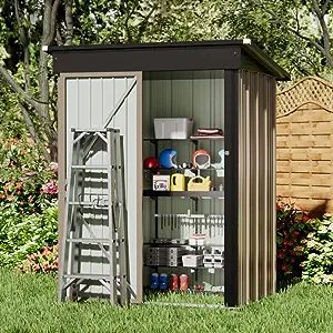 Amazon.com : Rankok Outdoor Storage Shed 5X3 FT Small Outside Sheds & Outdoor Storage Anti-Corrosion Metal Shed Waterproof Outdoor Storage Cabinet with Door & Lock for Backyard Patio Lawn (Brown) : Patio, Lawn & Garden Small Outdoor Storage Cabinet, Small Outdoor Storage, Outside Sheds, Waterproof Outdoor Storage, Outdoor Storage Shed, Metal Storage Sheds, Garden Tool Shed, Best Barns, Outdoor Storage Cabinet