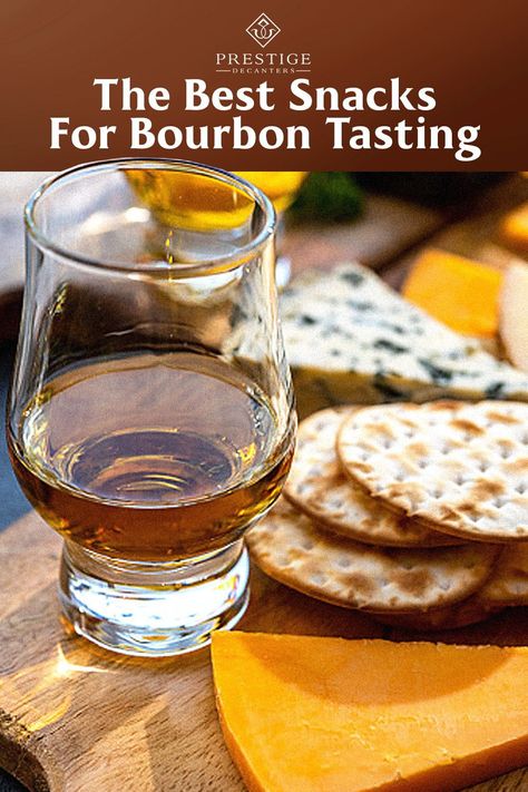 What do you need for a bourbon tasting to go smoothly? Bourbon, of course. But without something to eat, it will quickly become quite challenging to taste any nuance in the bourbon. If your stomach is empty, even small tastes can intoxicate you. And even if you spit them out! Lucky for us, there are some simple, cheap, and tasty snacks that go wonderfully alongside American Whiskey. Food For Bourbon Tasting Party, Charcuterie Board For Bourbon Tasting, Snacks That Pair With Bourbon, Hosting A Bourbon Tasting Party, Appetizers For Bourbon Tasting, Bourbon Tasting Appetizers, Bourbon Inspired Appetizers, Snacks For Bourbon Tasting, Food To Pair With Bourbon