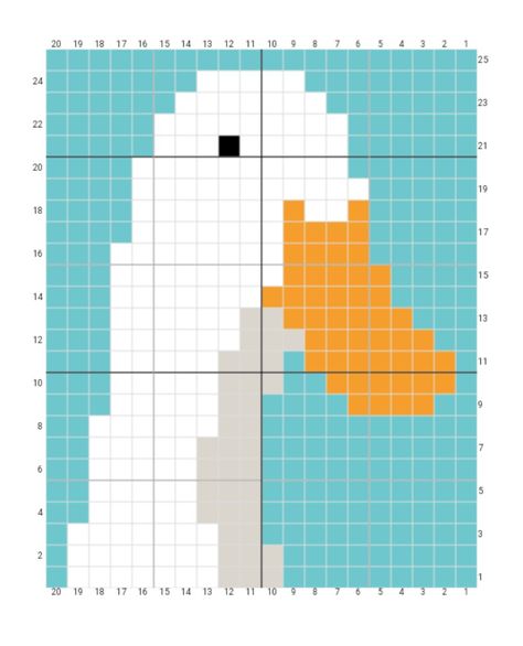 Tapestry Grid Patterns, Cross Stitch Patterns Simple, Knit Graph, Goose Pattern, Small Grid Pattern, Pixel Art Crochet Pattern, Goose Pixel Art, Duck Pixel Art, Crochet Tapestry Grid