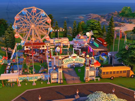 Sims 4 Cc Attraction, Sims 4 Carnival Lot, Sims 4 Cc Amusement Park, Sims 4 Theme Park, Sims 4 Public Places, Park Sims 4 Cc, Sims 4 Community Lots No Cc, Sims Cc Lots, Sims 4 Carnival Cc