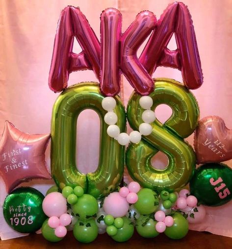 Aka Party Decorations, Aka Centerpieces, Aka Party, Aka Apparel, Balloons Arch, Aka Sorority, Balloon Ideas, Alpha Kappa Alpha Sorority, Alpha Kappa Alpha