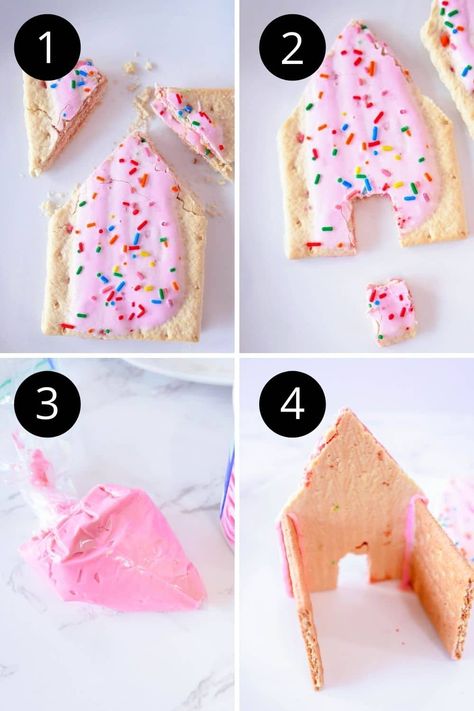 Pop Tart House, Fairy Gingerbread House, Diy Fairy House, Graham Cracker Gingerbread House, Fairy Garden House, Gingerbread Party, Pop Tart, Christmas Shower, Candy House