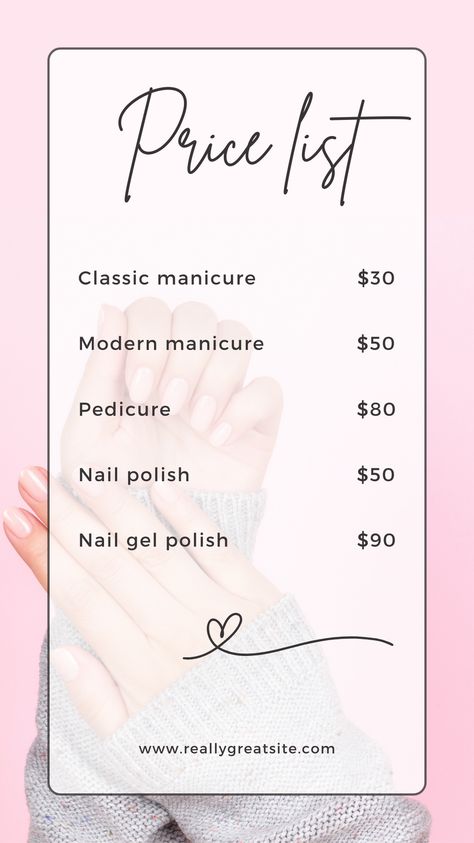 Price List Design Nails, Nail Art Price List, Nail Price List Ideas, Price List Nails, Price List Ideas, Tamagotchi Template, Nail Price List, Desain Salon Kuku, Ideas Background