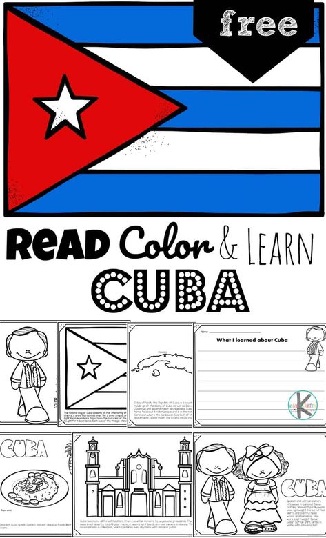 Cuba Coloring Pages, Cuba School Project Ideas, Cuba Bulletin Board Ideas, Cuba Flag, Hispanic Heritage Month Activities, Geography For Kids, Flag Coloring Pages, National Geographic Kids, Hispanic Heritage Month