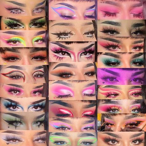 Baddie Makeup Eye Shadow, Cool Eyeliner Ideas, Goth Eye Makeup, Egirl Makeup, Drag Make-up, Punk Makeup, Cute Eye Makeup, Graphic Makeup, Rave Makeup