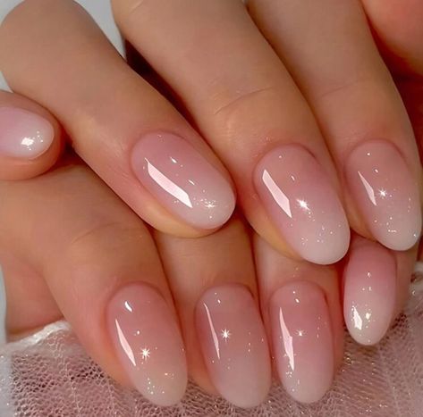 Pink Clear Acrylic Nails, Oval Ombre, Frenchie Nails, Clear Press On Nails, Ombre Nail Design, Press On Nail Kit, Pink Glitter Nails, Pink Ombre Nails, Gelish Nails