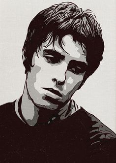 Rock Star Style, Paintings Poster, Celebrity Art Portraits, Acrylic Portrait Painting, Oasis Band, Face Stencils, Monochromatic Art, Beady Eye, Emo Art