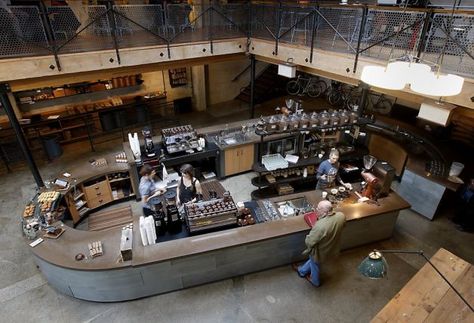 Round Counter Eatery Design, Sightglass Coffee, Houses In San Francisco, Coffee Building, San Francisco Coffee, Small Coffee Shop, Coffee Bar Design, Office Architecture, Coffee Roastery