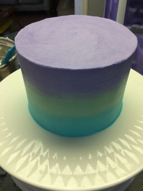 Turquoise Cake, Ombré Cake, Purple Blue Ombre, 11 Birthday, Two Layer Cakes, 10 Birthday Cake, Turquoise Ombre, Trolls Birthday Party, Purple Cakes