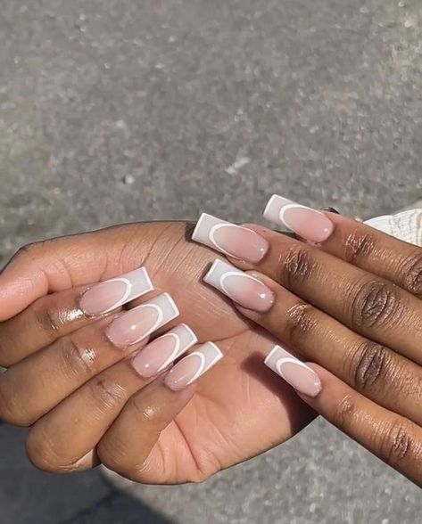 French Tip Gel Nails Coffin, Crocodile Nails French Tip, Rosewood Nails, Almond Acrylic Nails Designs, Acrylic Toe Nails, French Tip Acrylic Nails, Vibrant Nails, Simple Acrylic Nails, Classy Acrylic Nails