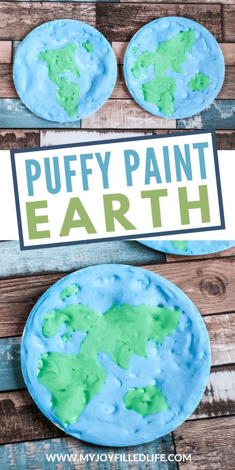 Painting with puffy paint is so fun! Make your own and learn how to make this neat replica of planet Earth! Earth Art Projects, Make Puffy Paint, Puffy Paint Crafts, Homemade Puffy Paint, Preschool Painting, Earth Activities, Planet Crafts, Planet Project, Geography Project