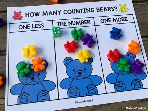 Counting Bears One More One Less Number Mats One More One Less, Maths Eyfs, Bears Preschool, Counting Bears, Numeracy Activities, Eyfs Activities, Prek Math, Math Groups, Math Intervention