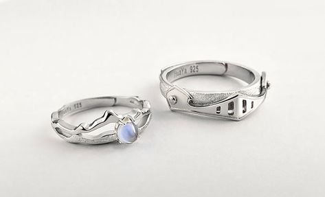 Princess Knight Personalized Korean Statement Couple Rings | Etsy Princess And Knight, Male Ring, Romantic Rings, Princess Ring, Drawing Process, Couple Ring, Silver Band Ring, Vintage Elegant, Couple Rings