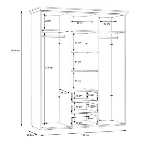 Made in Europe from sustainably sourced timber this triple wardrobe with mirror glass on the centre door is perfect for the modern home, with it's built in shelf adding to the functionality of it and providing additional storage space. Enhance the ambiance of your home with the exquisite Illopa collection, a seamless fit for any living space. The captivating combination of beautiful white and oak imbues your home with a sense of tranquillity, fostering an atmosphere of relaxation and peace. • Si Three Door Wardrobe, Single Wardrobe, 3 Door Wardrobe, Chest Bedside Table, Triple Wardrobe, 6 Number, Bedroom Cupboard, Bedroom Drawing, 2 Door Wardrobe