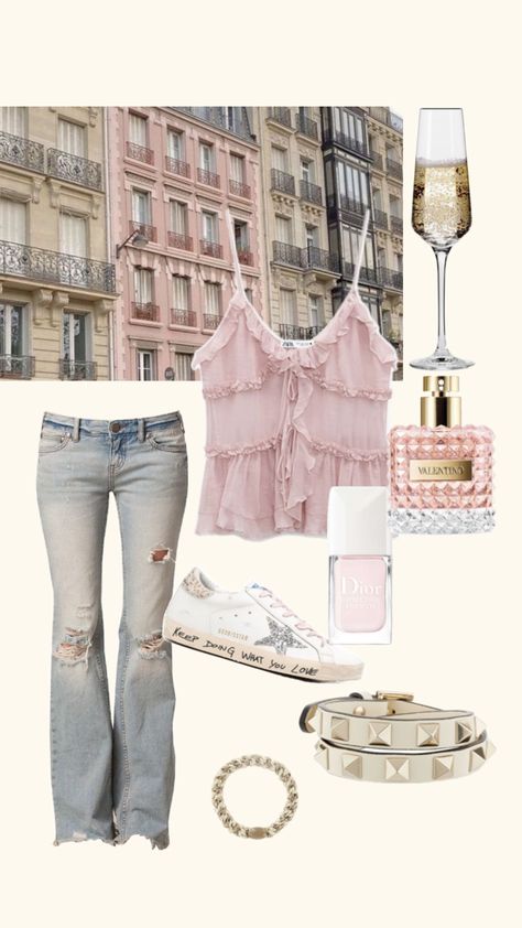 Pink spring outfit Pink Spring Outfits, Pink Clothes, Clothes Brand, Victoria Secret Outfits, Chic Tops, Stockholm Style, Outfit Collage, Grey Outfit, Pink Spring