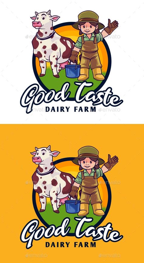 Dairy Logo Design Creative, Dairy Logo Design, Logo Nature, Chicken Logo, Nature Logo, Character Logo, Logo Pin, Branding Business, Unique Logo Design