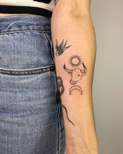 Earth Queen, Taurus Bull Tattoos, Stick Poke Tattoo, Bull Tattoos, Taurus Tattoos, Inspiration Tattoos, Spending Time With You, Poke Tattoo, Dainty Tattoos