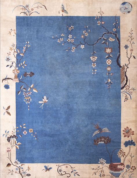 Chinese - Art Deco Carpet Stock Id: 22048 Circa: 1920  Width: 9' 0'' ( 274 cm )  Length: 11' 10'' ( 361 cm )  https://www.antiquerugstudio.com/Chinese%20-%20Art%20Deco/22048  #chineseartdeco #chineseartdecocarpet #antiquechineseartdecorug #antique #handmade #artwork #finecarpet #floorplan #flooring #interior #interiordesign Art Deco Carpet, Chinese Prints, Chinese Interior, Antique Aesthetic, Chinese Art Deco, Chinese Embroidery, Rug Studio, Art Deco Rugs, Art Deco Rug