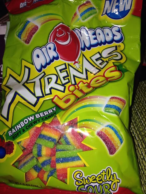 The only evidence that I ate this deliciousness! Airhead extreme bites!! Airhead Extremes Aesthetic, Airhead Extremes, Freakshakes Recipe, Sour Foods, Easy Healthy Smoothies, Sleepover Food, Junk Food Snacks, Healthy Drinks Smoothies, Chewy Candy