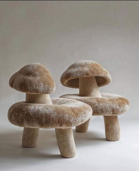 Mushroom Chairs by Eye Eaters Habitat Furniture, Mushroom Chair, Lions Mane Mushroom, Unique Chair, Mushroom House, Mushroom Decor, Contemporary Chairs, Food Garden, Armchair Design