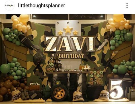 Army Birthday Party Ideas Decoration, Soldier Theme Birthday Party, Army Decorations Party, Army Theme Birthday Party, Camo Party Decorations, Call Of Duty Birthday Party, Army Birthday Party Ideas, Halo Birthday Parties, Army Party Decorations