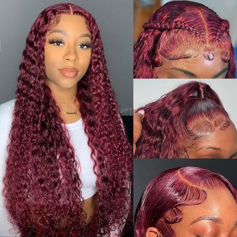 PRICES MAY VARY. Burgundy Deep Wave Lace Front Wigs Human Hair Material: All LRV Burgundy Wig Made By Brazilian Wigs Human Hair Cut From Healthy Donor; Soft Curly Patterns With Dark Burgundy Colored At Low Maintanance; LRV Burgundy Wigs Can Be Dye;Bleached;Restyled Burgundy Lace Front Wigs Human Hair Curly Color: Red Deep Wave Lace Front Wigs Human Hair Consist Of Burgundy With Dark Shade Undertones; Burgundy Deep Wave Wig Your Face Card Never Decline For Holiday;Wedding;Valentine And Fall Seaso Red Curly Wig, Curly Lace Frontal, Full Lace Front Wigs, Curly Human Hair Wig, Curly Lace Front Wigs, Red Wigs, Burgundy Hair, Front Lace Wigs Human Hair, Wigs For Women