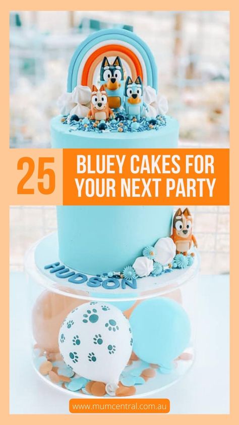 Blues Cake Ideas, Bluey Cake Ideas Two Tier, 3 Tier Bluey Cake, Bluey Cake With Rainbow, Bluey Obstacle Course, Bingo Birthday Cake Bluey, Bluey Cake Ideas Sheet Cake, 2 Tier Bluey Cake Ideas, Bluey Cake Tutorial