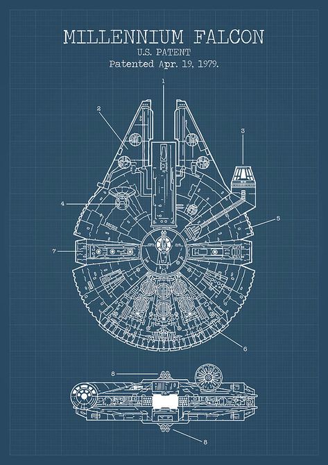 Millenium Falcon Art, Millennium Falcon Blueprint, Lego Blueprint, Map Sketch, The Millennium Falcon, Patent Art Prints, Star Wars Background, Star Wars Decor, Millenium Falcon