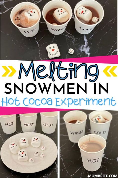 Hot And Cold Science Preschool, Winter Edible Crafts For Kids, Sense Of Taste Activities Preschool Science Experiments, Hot Coco Arts And Crafts, Hot Chocolate Experiments For Kids, Hot And Cold Science Experiments, Winter Cooking For Kids, Hot Cocoa Station For Kids, January Science Experiments For Kids